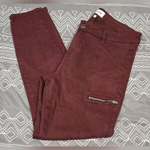 Pistola Hannah Burgundy Skinny Cargo Pants Size 30